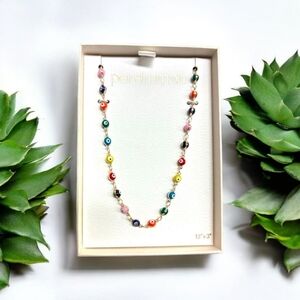 🌈🔹️Persimmon🔹 Gold-Tone Evil Eye Colrful Tennis Choker 13" Necklace NEW